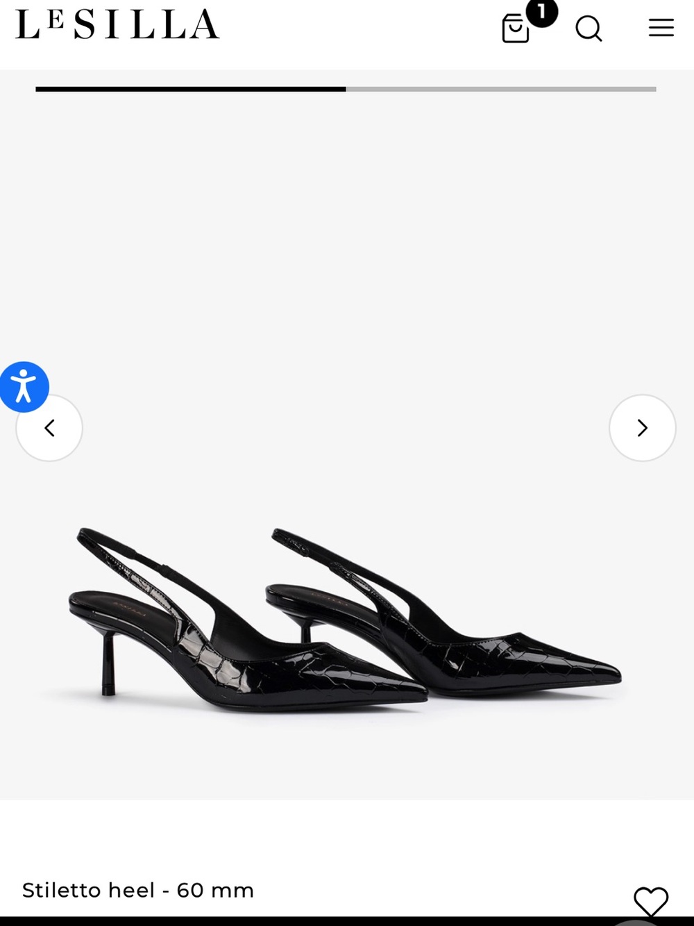 Le Silla Bella Black Patent Croc-Embossed Slingback Pumps